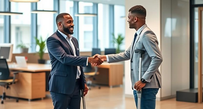 A handshake between two businessmen.